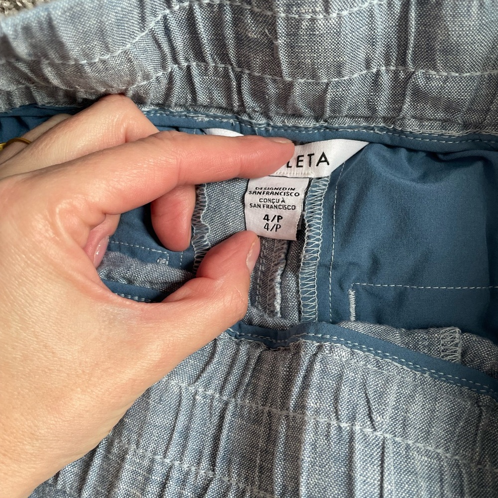 Athleta Light Blue Wide Leg Linen-Blend Pants - Picture 4 of 4